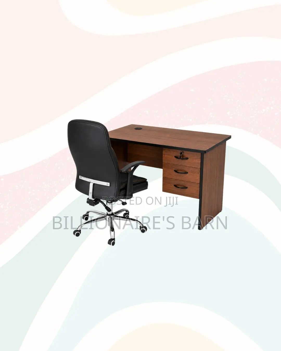 Compact 1m Desk and C35 Executive Leather Chair for Home Office