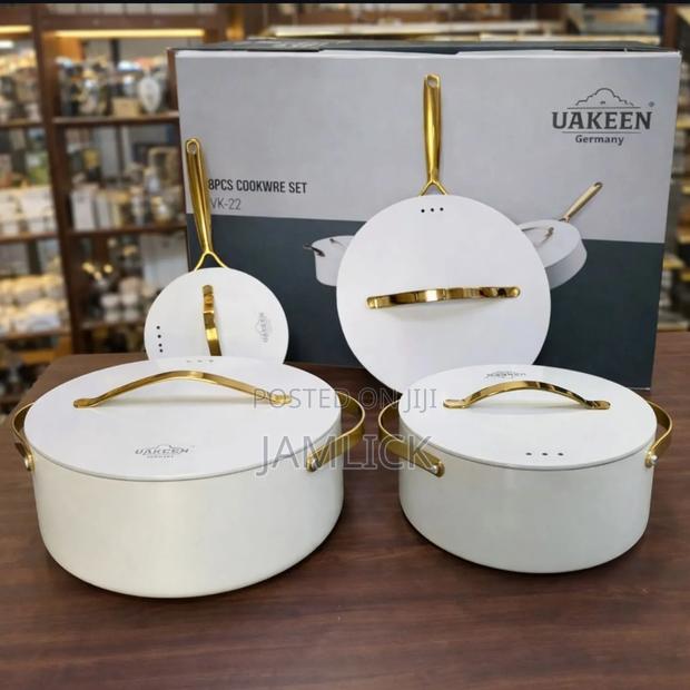 Uakeen 8pcs Ceramic Non-Stick Cookware Set – Induction Compatible - Av - thumbnail 3