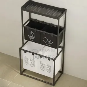 4-Grid Laundry Basket With Storage Rack Clothes Sorter - Av