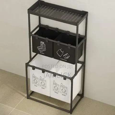 4-Grid Laundry Basket With Storage Rack Clothes Sorter - Av
