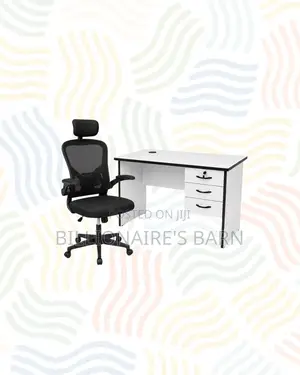 Compact 1m Desk _ Black Flip-Up Arms Ergonomic Chair for Office Tasks