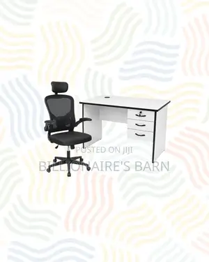 Compact 1m Desk _ Black Flip-Up Arms Ergonomic Chair for Office Tasks