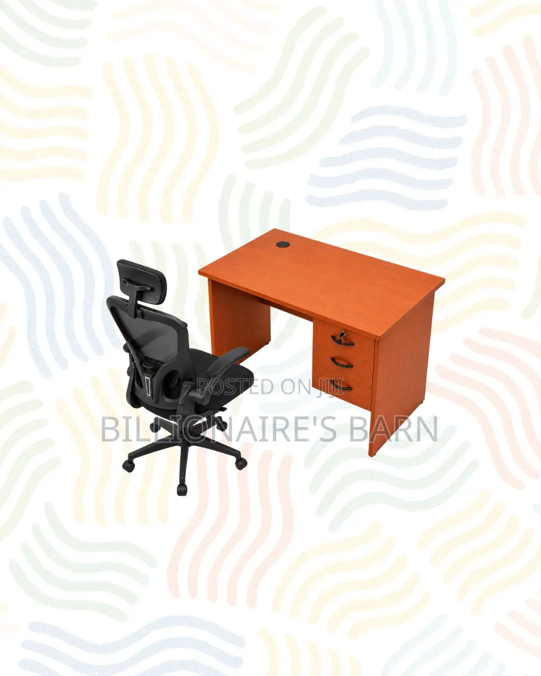 Compact 1m Desk and Black Flip-Up Arms Ergonomic Chair for Home Office
