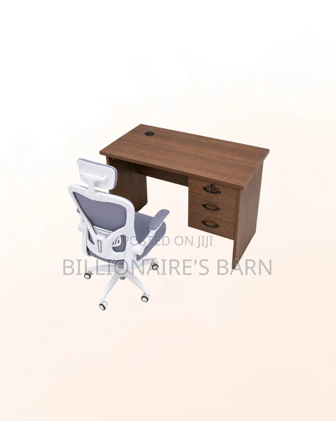 Compact 1m Desk White Flip-Up Arms Ergonomic Chair for Office Tasks