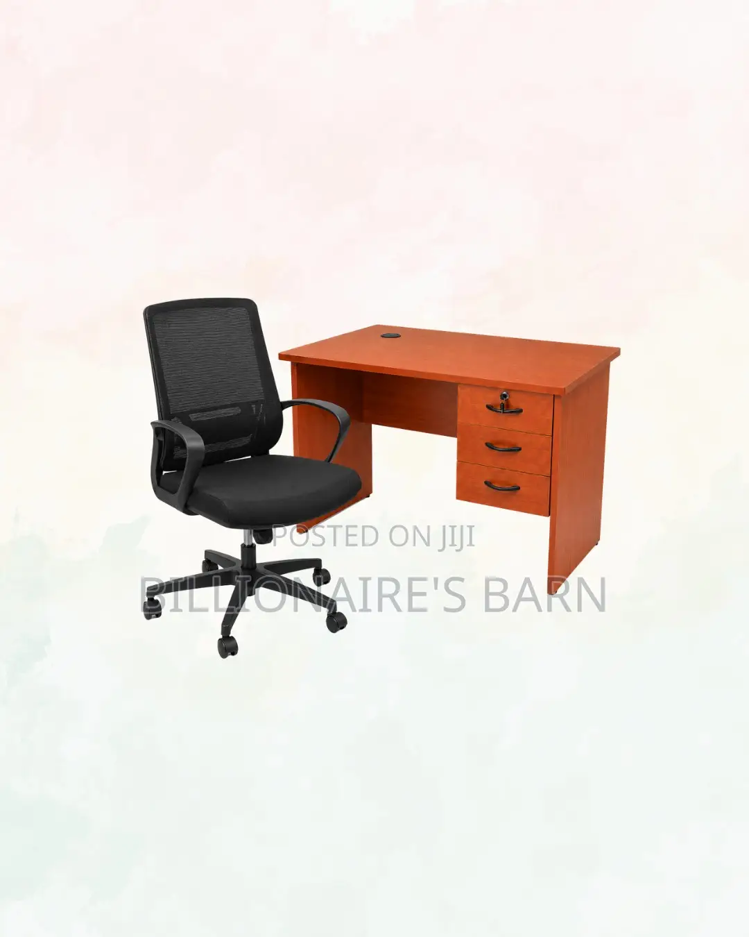 Compact 1m Desk and Black Mid-Back Mesh Chair for Daily Productivity