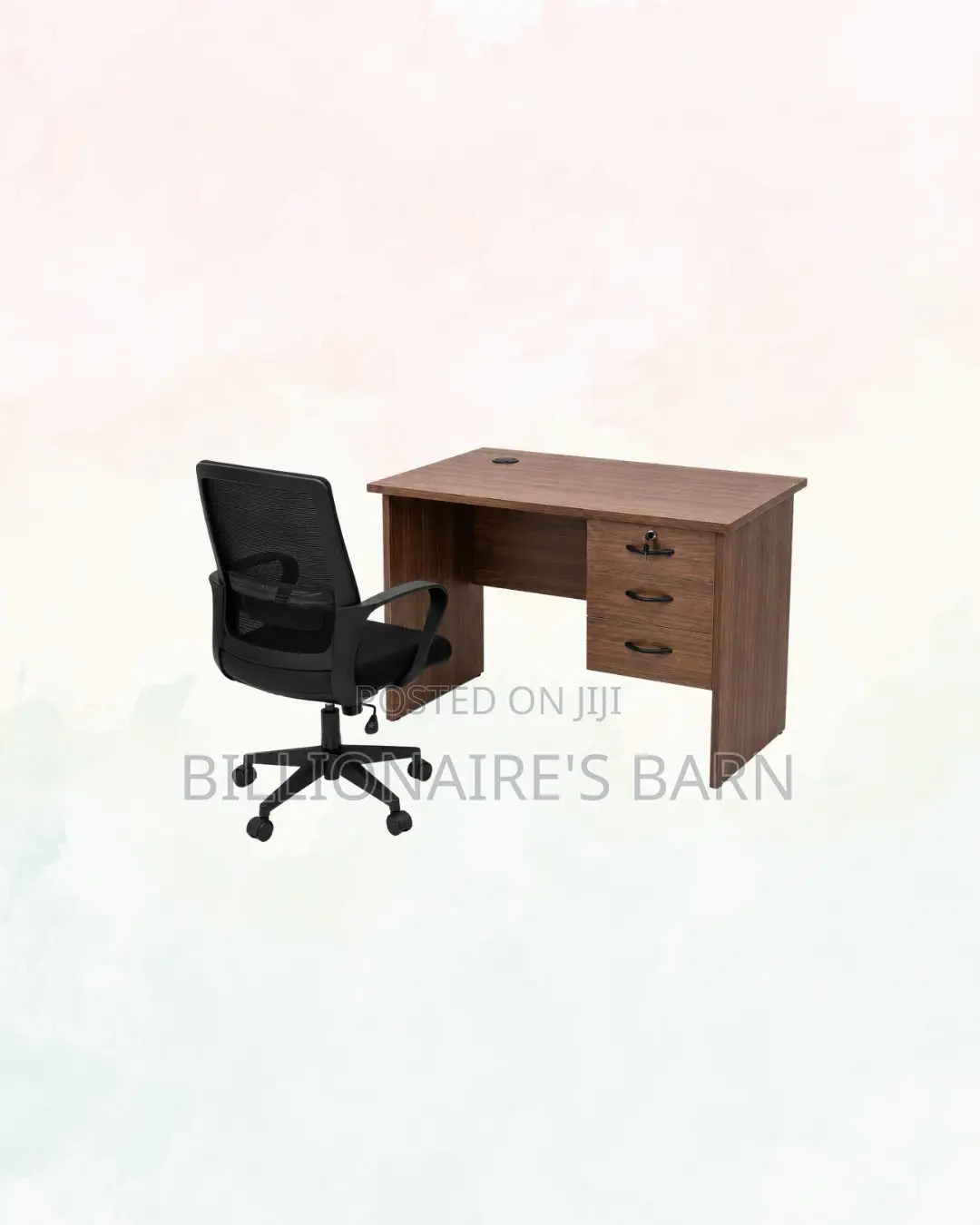 Compact 1m Desk Black Mid-Back Ergonomic Mesh Chair for Office Tasks
