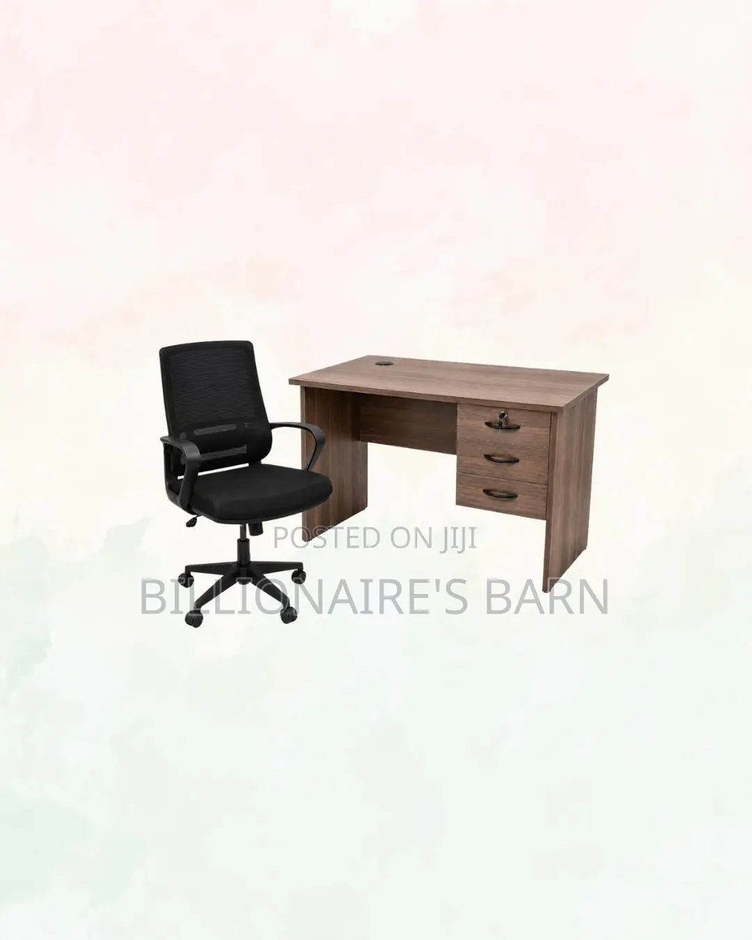 Compact 1m Desk Black Mid-Back Ergonomic Mesh Chair for Office Tasks