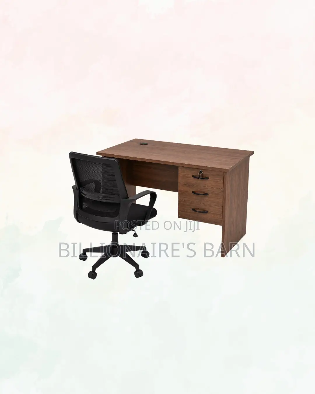 Compact 1m Desk Black Mid-Back Ergonomic Mesh Chair for Office Tasks