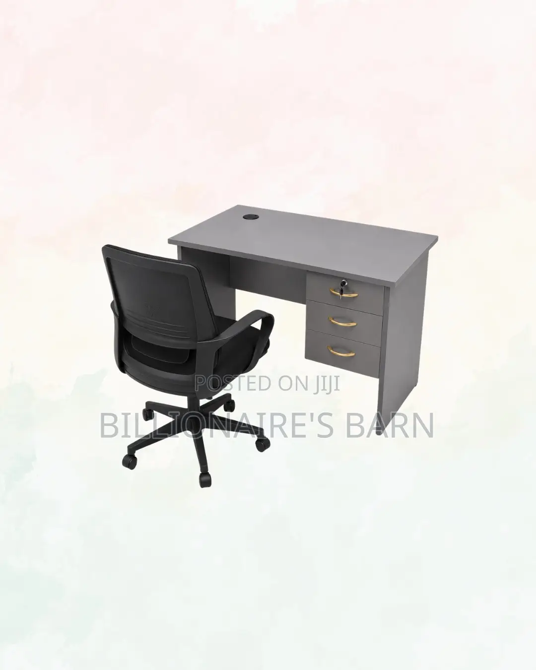 Compact 1m Desk and Black Mid-Back Mesh Chair for Desk Productivity