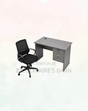 Compact 1m Desk and Black Mid-Back Mesh Chair for Desk Productivity