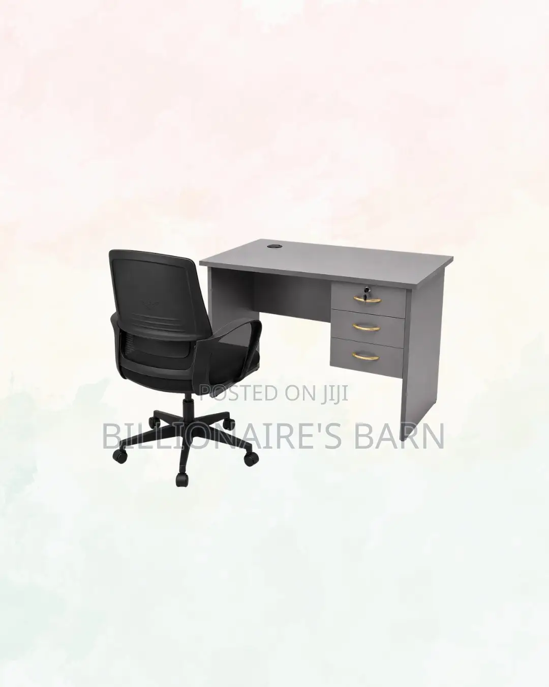 Compact 1m Desk and Black Mid-Back Mesh Chair for Desk Productivity