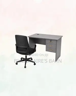 Compact 1m Desk and Black Mid-Back Mesh Chair for Desk Productivity