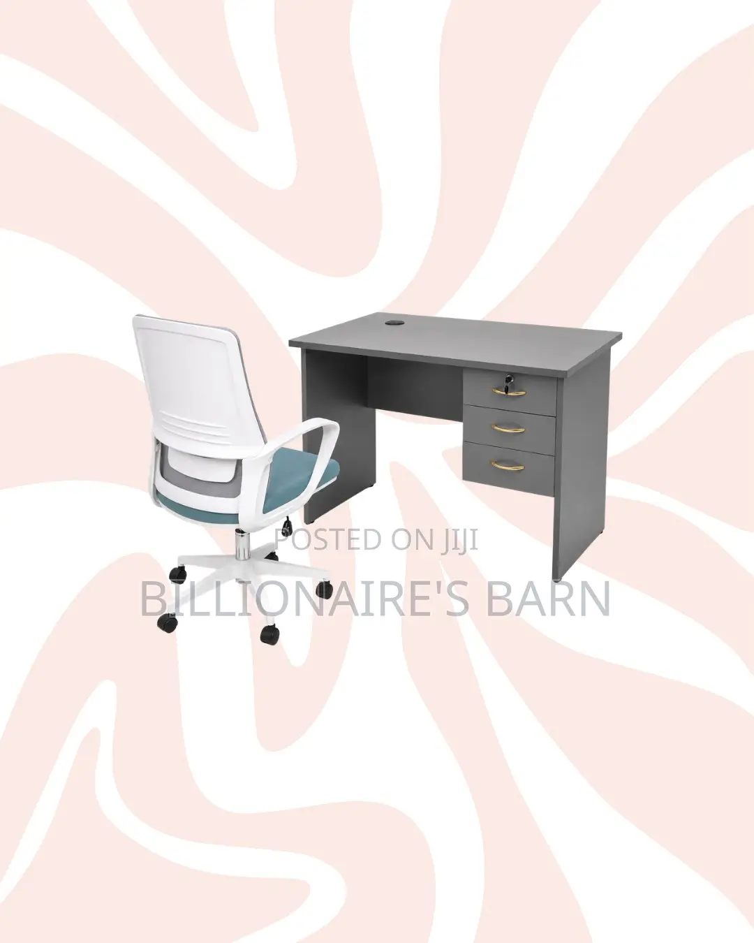 Compact 1m Desk and White Mid-Back Mesh Chair for Daily Productivity