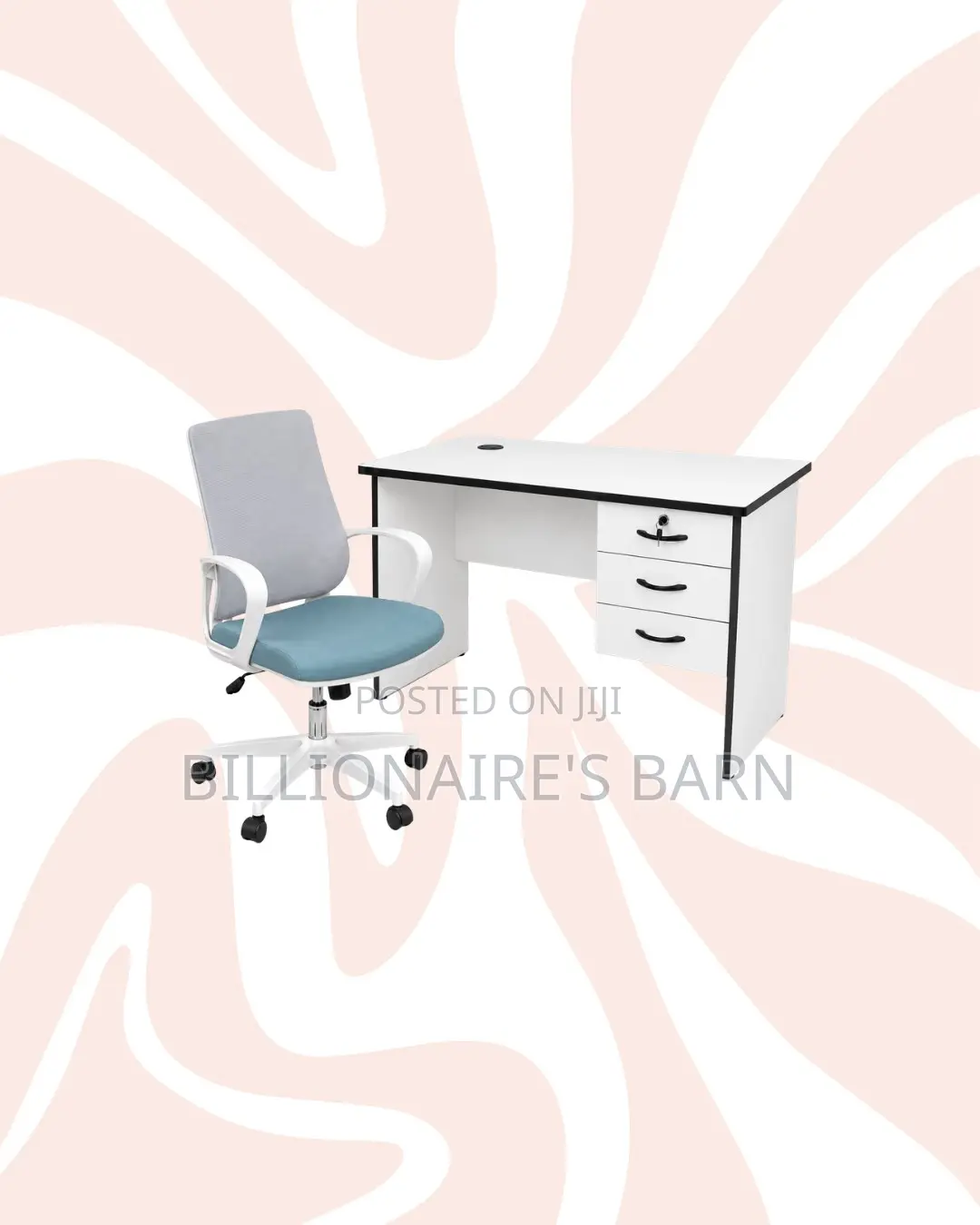 Compact 1m Desk White Mid-Back Ergonomic Mesh Chair for Focused Work