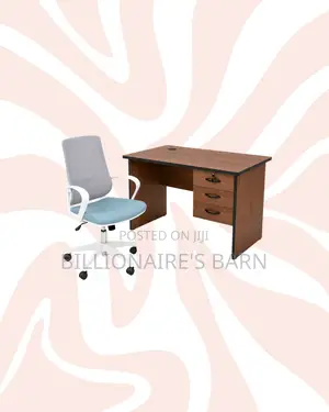 Compact 1m Desk and White Mid-Back Mesh Chair for Desk Productivity