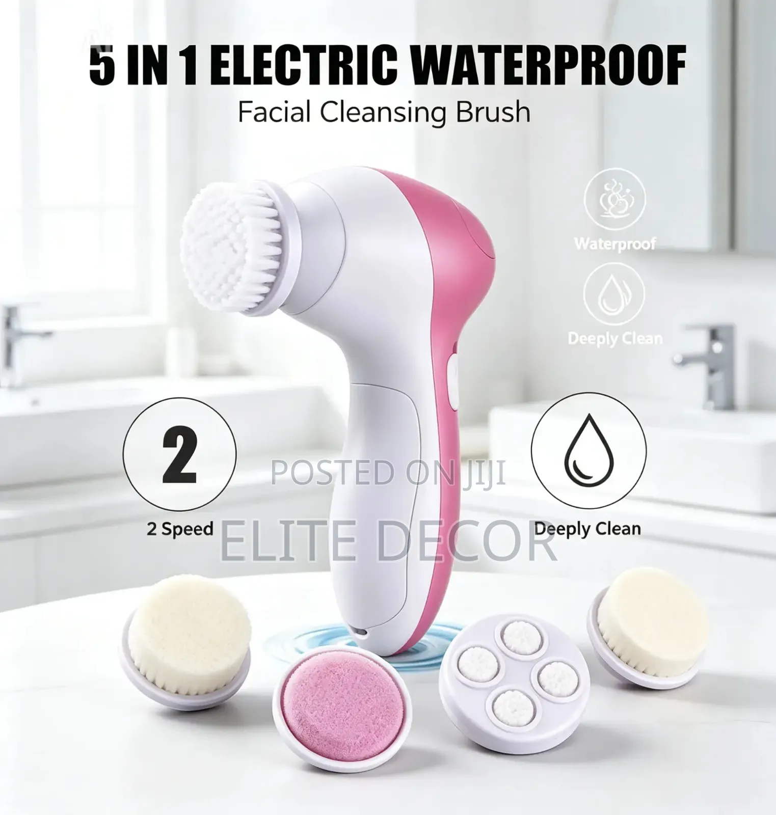 5-in-1 Electric Facial Cleansing Brush Pore Cleaner Body Massager