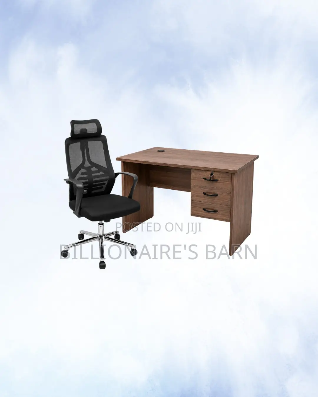 Compact 1m Desk and High-Back Ergonomic Mesh Chair for Focused Work