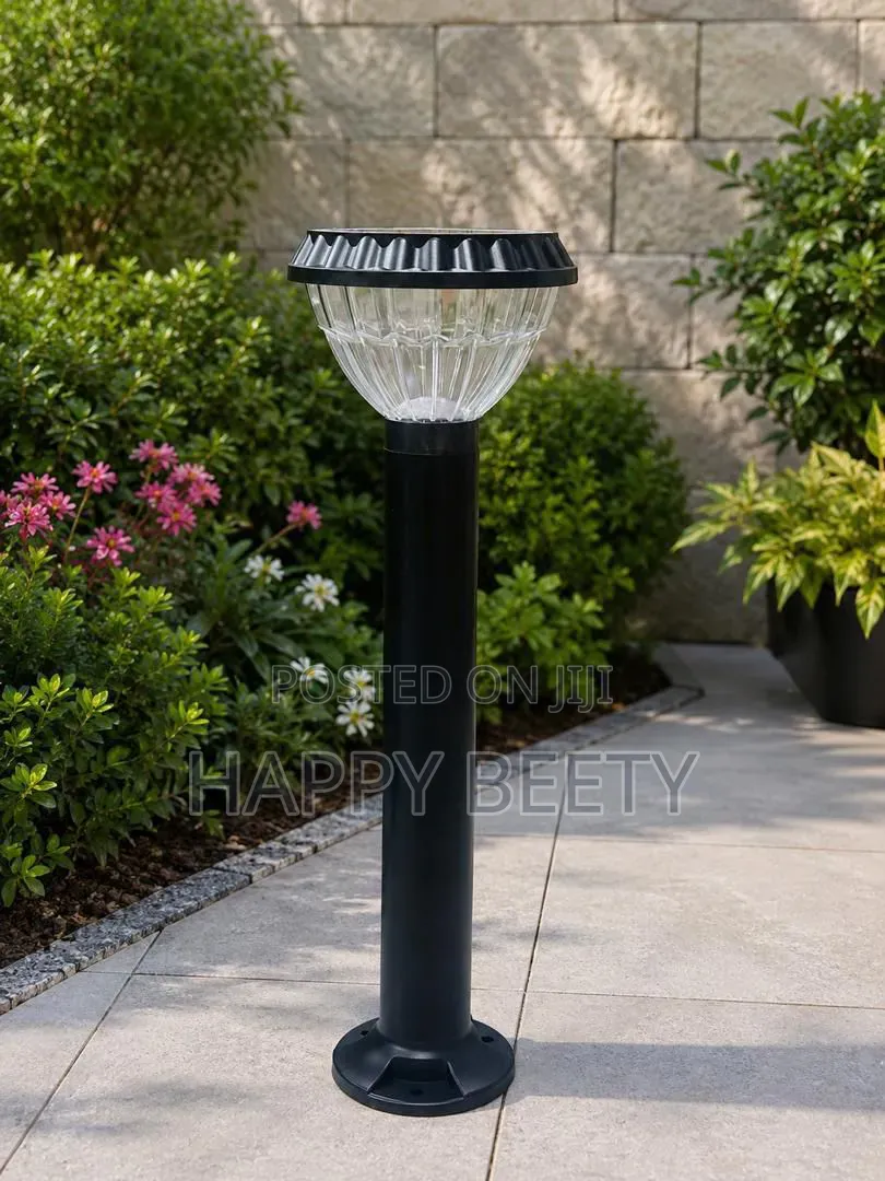 Black Solar-Powered Garden Lamp Light Led Bollard Light