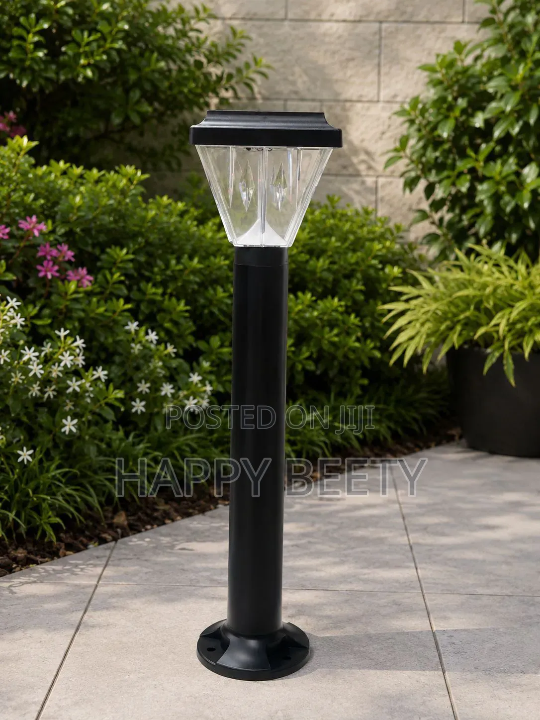 Black Solar-Powered Garden Lamp Light Led Bollard Light