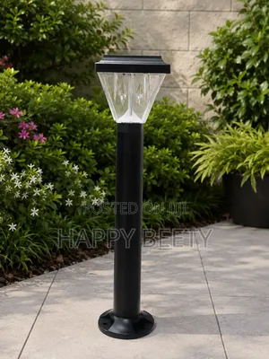 Black Solar-Powered Garden Lamp Light Led Bollard Light