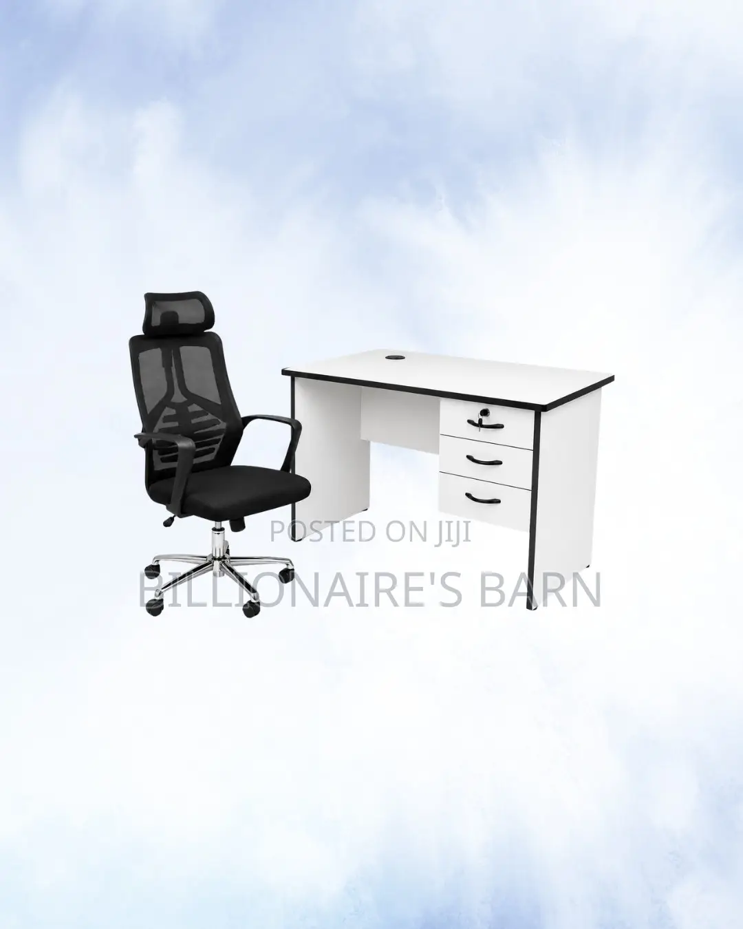 Compact 1m Desk and High-Back Ergonomic Mesh Chair for Office Tasks
