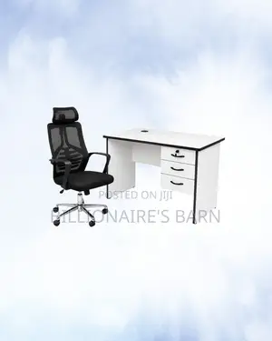 Compact 1m Desk and High-Back Ergonomic Mesh Chair for Office Tasks