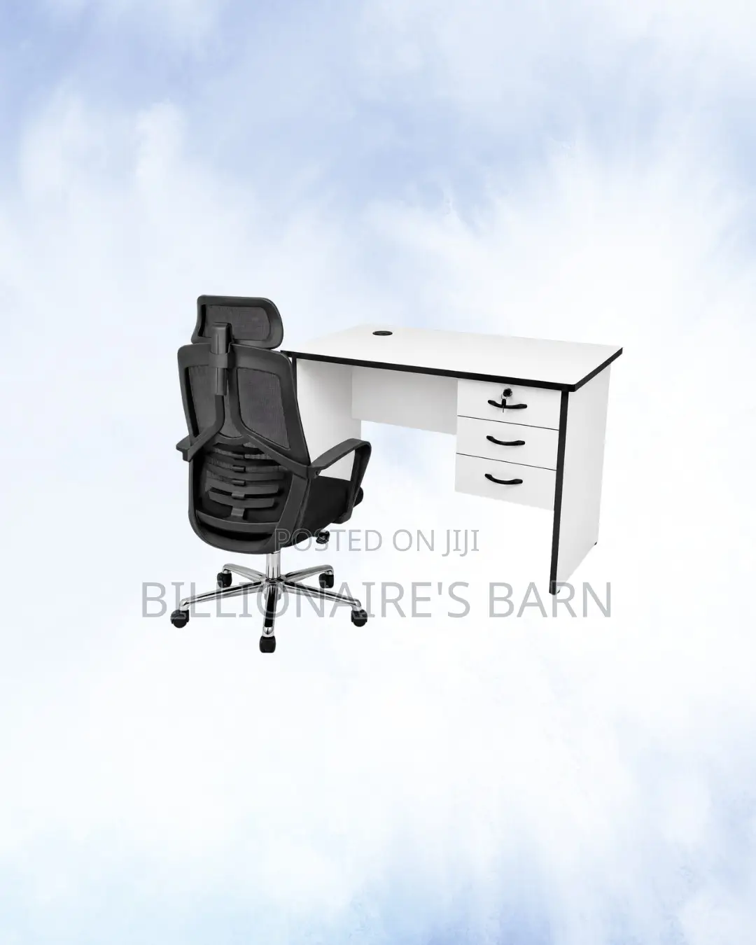Compact 1m Desk and High-Back Ergonomic Mesh Chair for Office Tasks