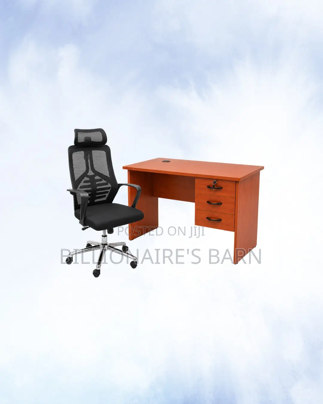 Compact 1m Desk and High-Back Ergonomic Mesh Chair for Home Office