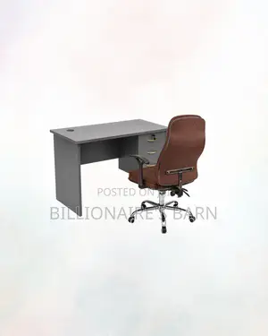 Compact 1m Desk and Brown Executive Leather Chair for Focused Work
