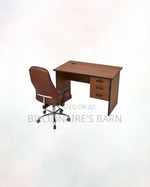 Compact 1m Desk and Brown Executive Leather Chair for Home Office