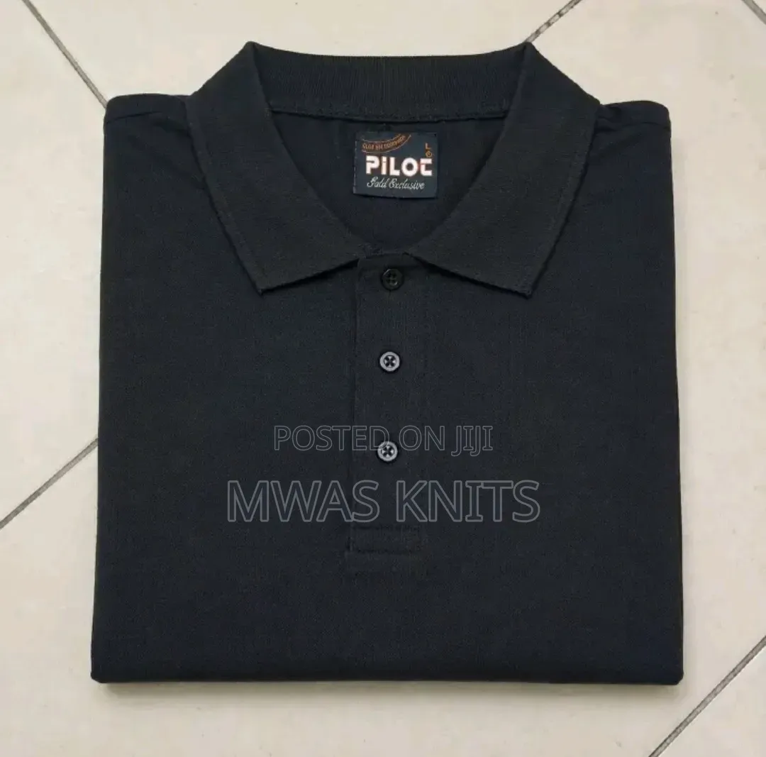 Black Plain Polo T Shirt Cotton Fashion