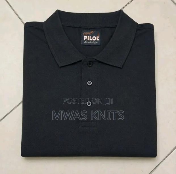 Black Plain Polo T Shirt Cotton Fashion