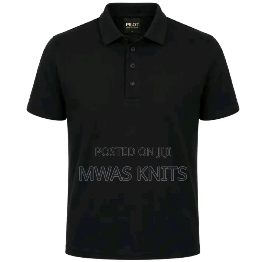 Black Plain Polo T Shirt Cotton Fashion