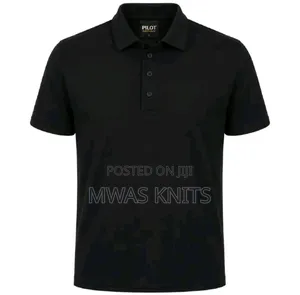 Black Plain Polo T Shirt Cotton Fashion
