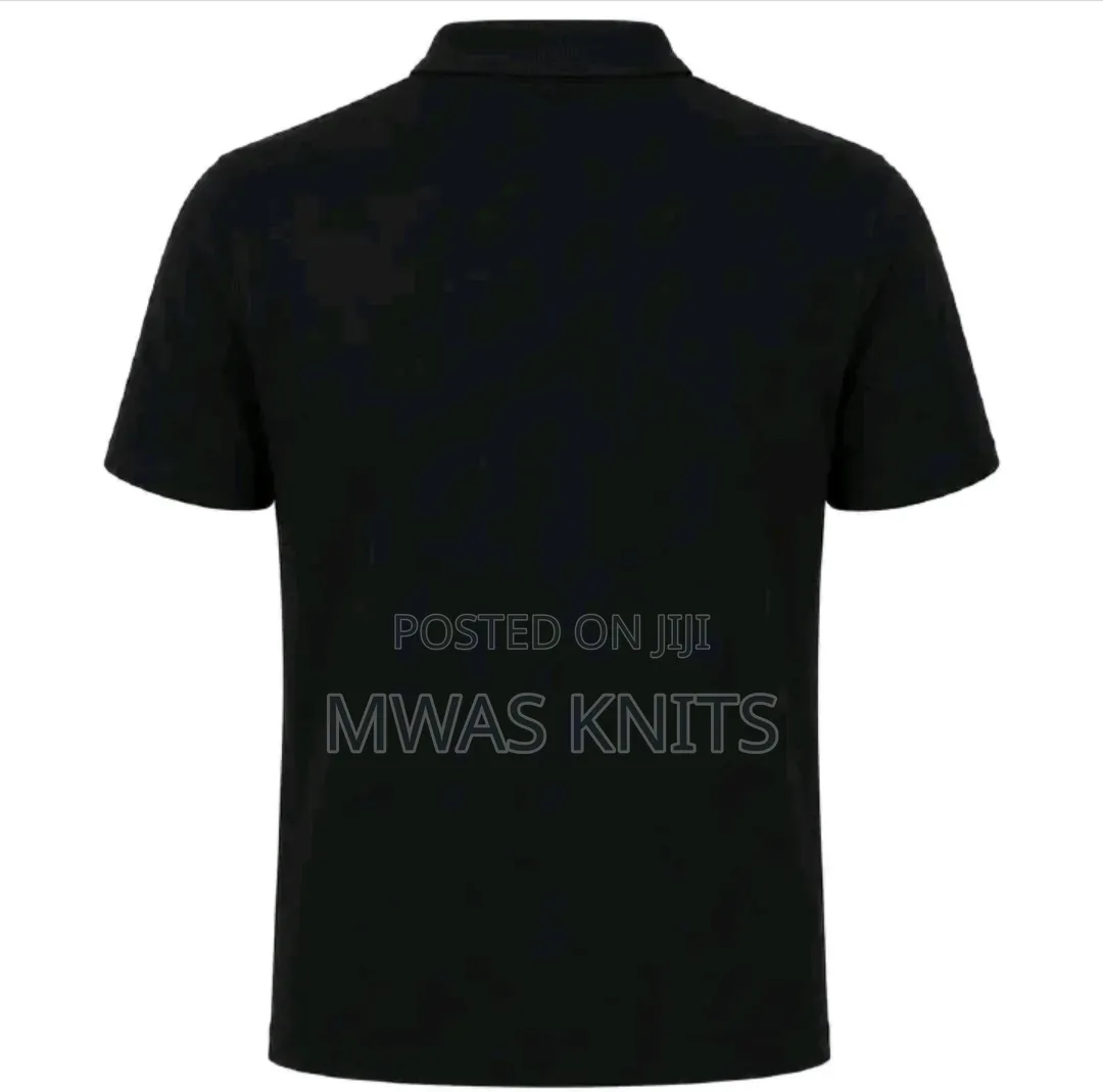 Black Plain Polo T Shirt Cotton Fashion
