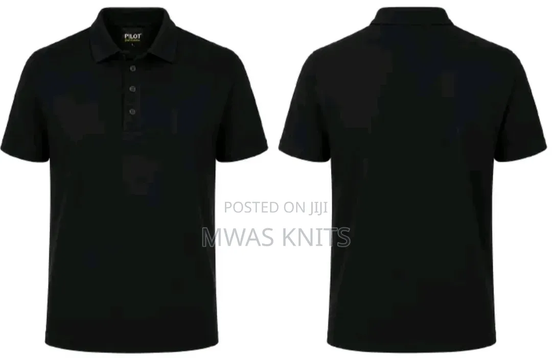 Black Plain Polo T Shirt Cotton Fashion
