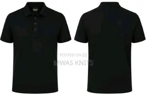 Black Plain Polo T Shirt Cotton Fashion