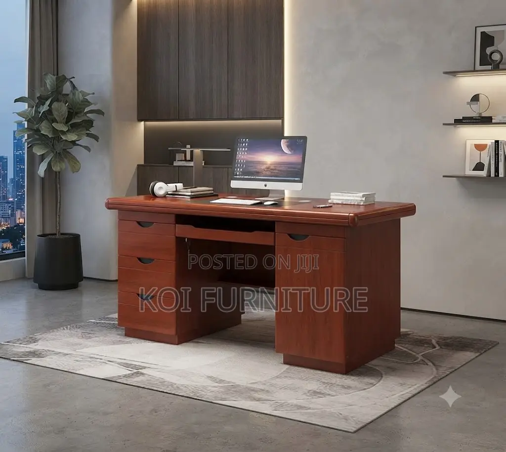 Office Desk; 1.4 Meter Executive Mahogany Productive Office Desk