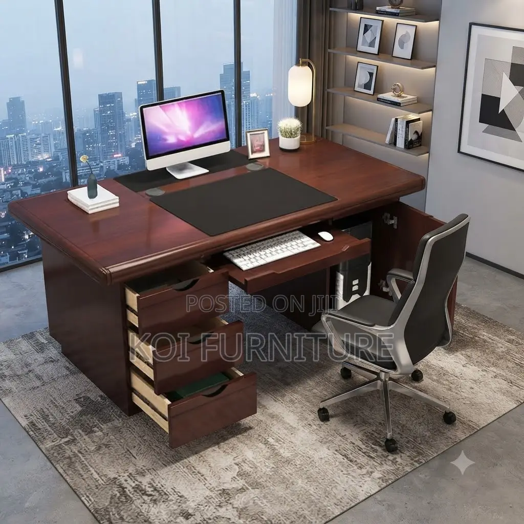 Office Desk; 1.4 Meter Executive Mahogany Productive Office Desk