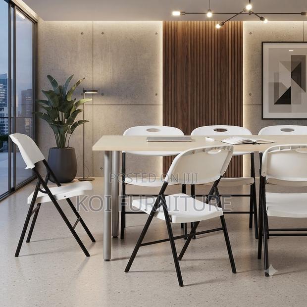Office Chairs; Patio White Foldable Training Home Office Chairs - thumbnail 4