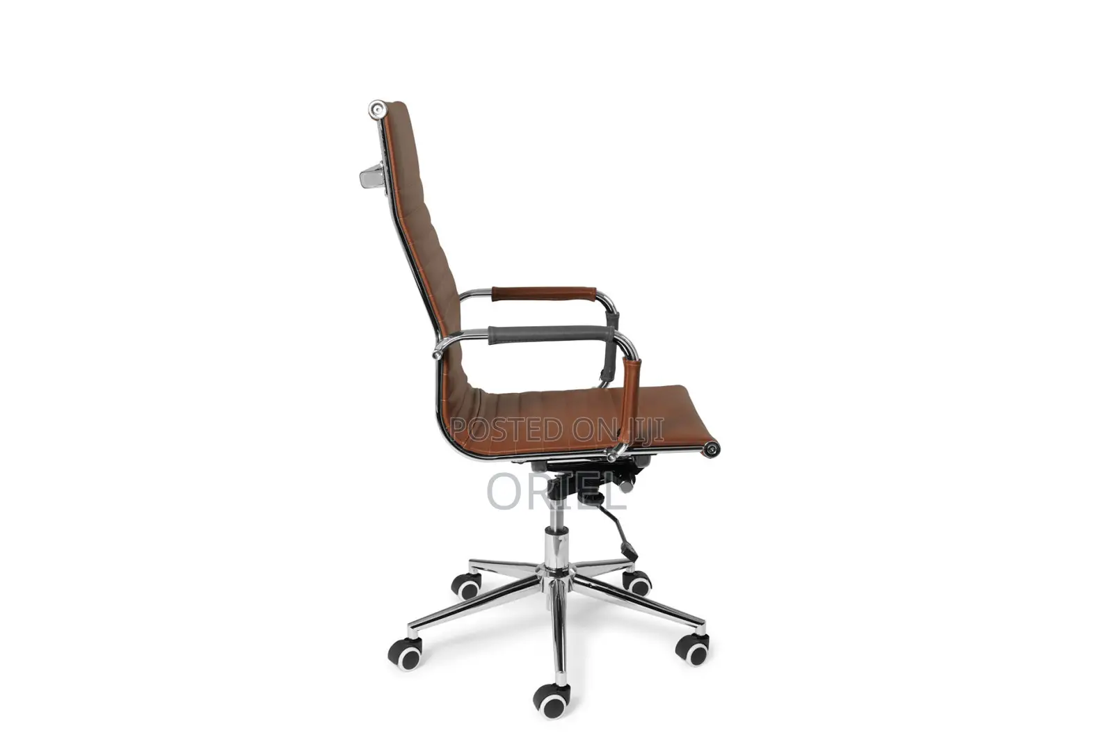 Office Chair : High-Back Brown Leather Staff Chair