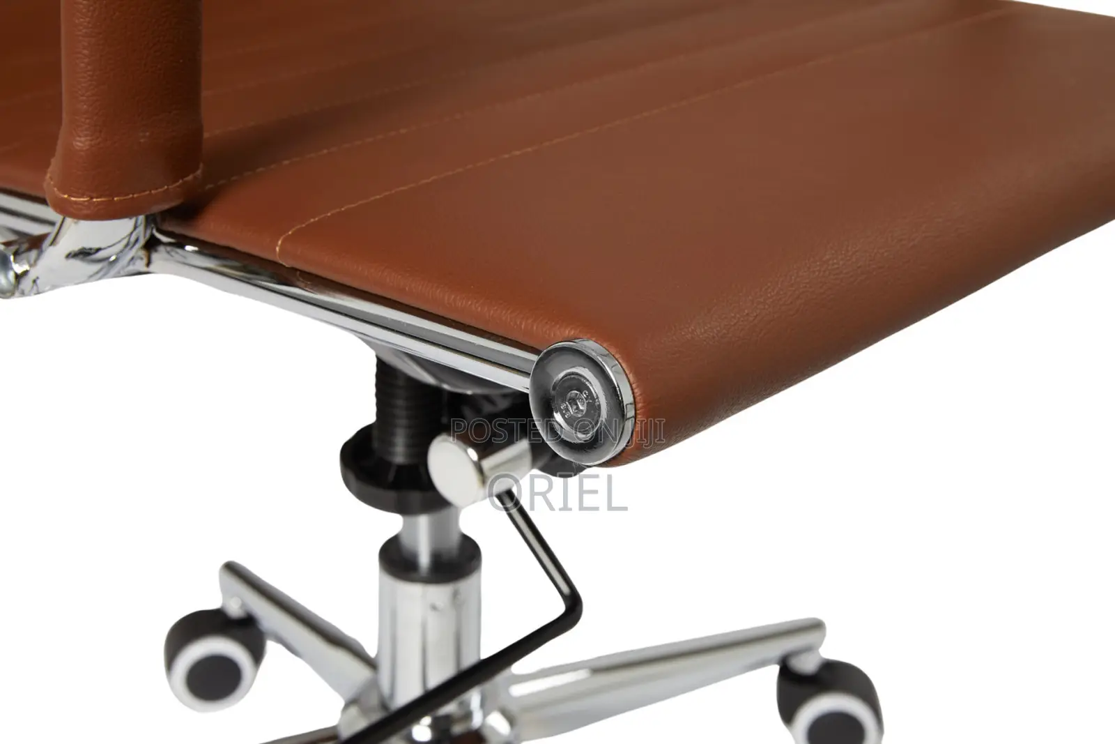 Office Chair : High-Back Brown Leather Staff Chair