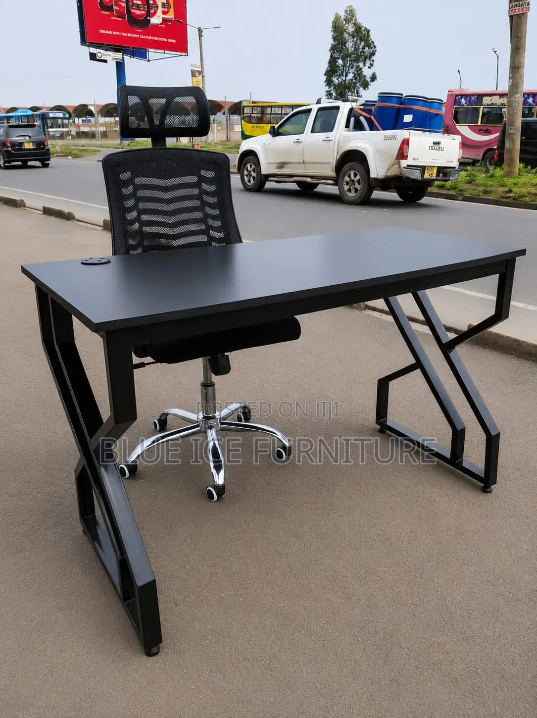 Home Office Study Desk and Headrest Chair Combined