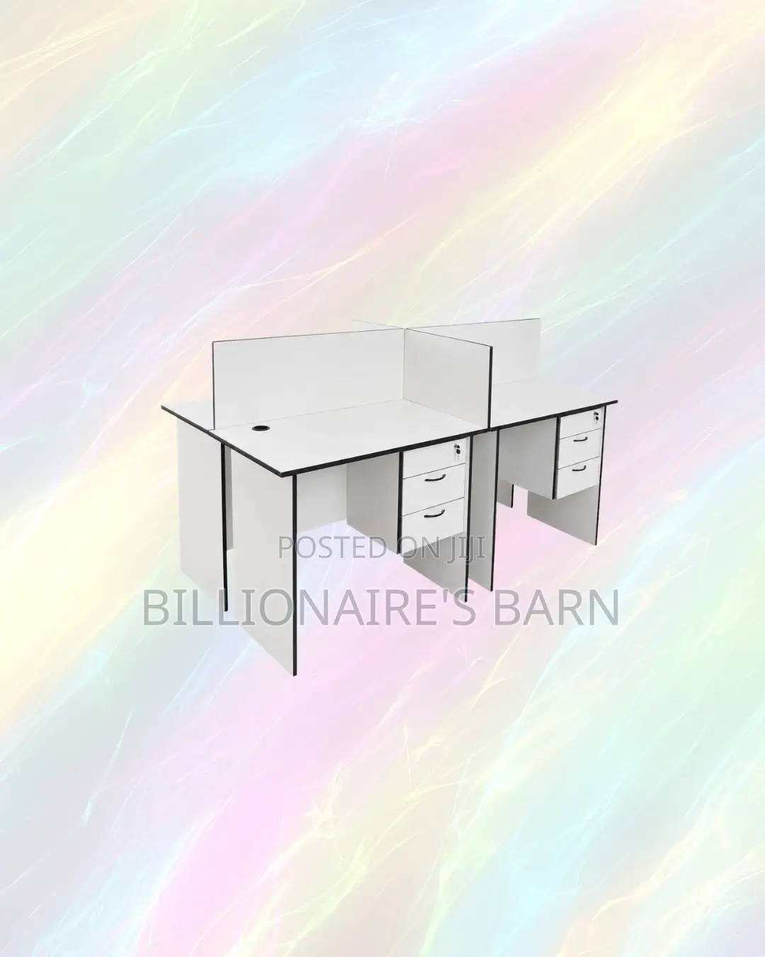 Practical 1m Four-Partition Wooden Bullpen Desk for Focused Team Tasks