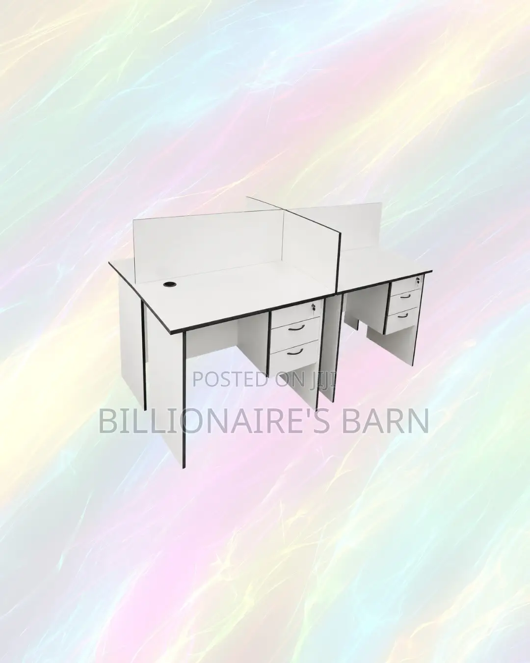 Practical 1m Four-Partition Wooden Bullpen Desk for Focused Team Tasks
