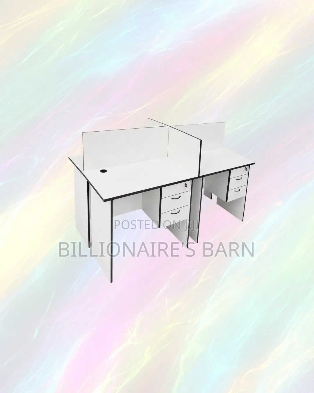 Practical 1m Four-Partition Wooden Bullpen Desk for Focused Team Tasks