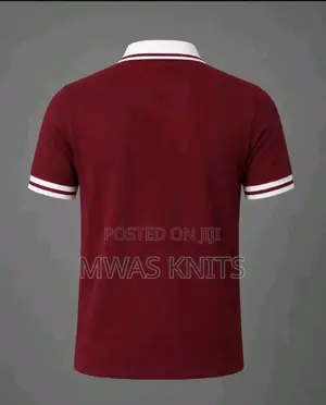 Maroon Collar White Polo T Shirt Fashion Cotton
