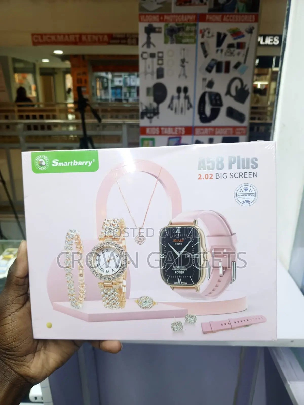 A58 Plus Smart Watch Gift Set With Necklace and Bracelet