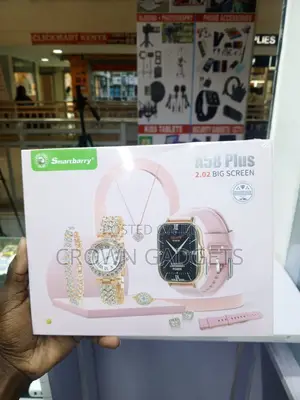A58 Plus Smart Watch Gift Set With Necklace and Bracelet