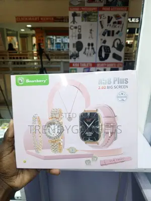 A58 Plus Smart Watch Gift Set With Necklace and Bracelet